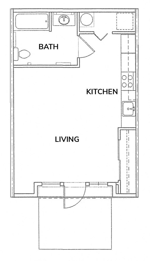 Floor plan for studio, 1 bath, 440 sqft